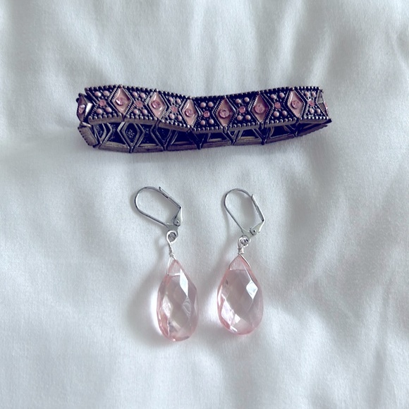 Unknown Jewelry - Pink Accent Earrings & Bracelet